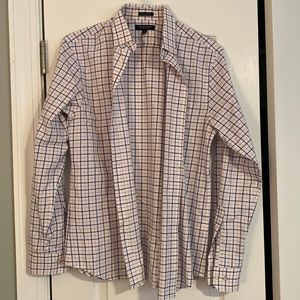 Medium white checkered Banana Republic button down dress shirt.